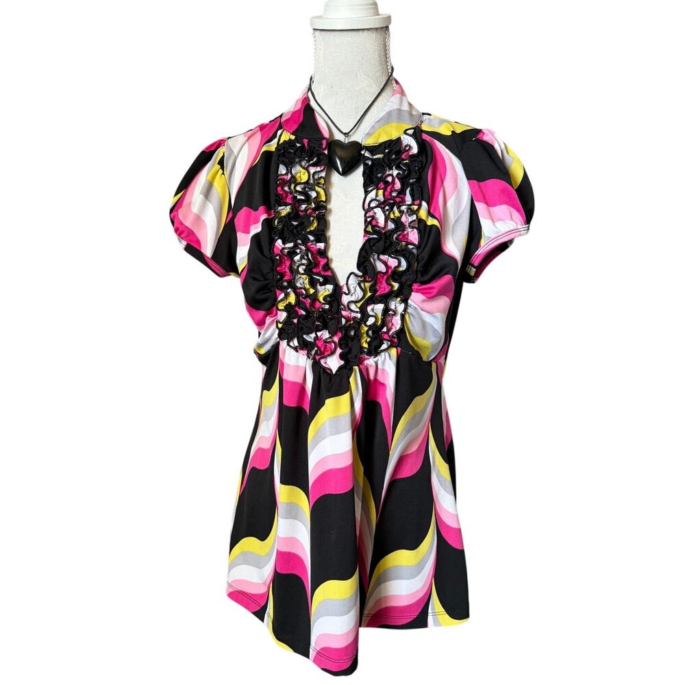 Soulmates Y2K Retro Swirl Ruffle Top / Mini Dress – Size Large